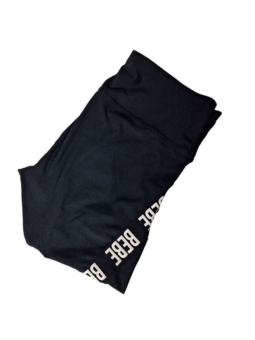 Bebe Sport Black Yoga Athletic Pants Large Mesh Spellout